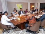 Jharkhand Chief Minister Hemant Soren during a meeting with the High Commissioner of Singapore to India Simon Wong Wie Kuen and others, on the sidelines of the 'National Stakeholders Consultation 2026', in New Delhi.