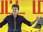 Tamil Nadu Chief Minister Vijay during the People�s Meeting Program as part of his first official visit to Karur after he took up the reins as Chief Minister, in Karur, Tamil Nadu. 