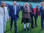 Prime Minister Narendra Modi and Australian Prime Minister Anthony Albanese during their visit to the Melbourne Cricket Ground, in Melbourne on Friday. (@narendramodi X) Prime Minister Narendra Modi and Australian Prime Minister Anthony Albanese during their visit to the Melbourne Cricket Ground, in Melbourne on Friday. (@narendramodi X)