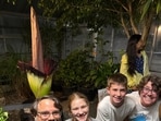 Jill Parrett and family visit the corpse flower at the University of Rhode Island.