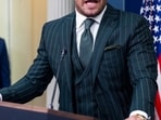 UFC fighter Conor McGregor wore a tightfitting chalk-stripe jacket to the White House.