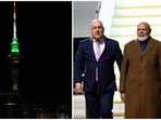 Auckland’s iconic sky tower lights up in the Indian tricolour as a special gesture for PM Modi’s visit 