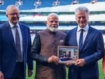 PM Narendra Modi with Steve Waugh and Australian PM Anthony Albanese at the MCG.