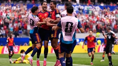 Spain's super-sub Mikel Merino came up with another decisive contribution, scoring a late winner as La Roja defeated Belgium 2-1 to reach the FIFA World Cup semifinals. (AP Photo) Spain's super-sub Mikel Merino came up with another decisive contribution, scoring a late winner as La Roja defeated Belgium 2-1 to reach the FIFA World Cup semifinals. (AP Photo)