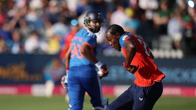 England's Jofra Archer kicks the ball onto the stumps to run out India's Axar Patel at Bristol, Britain (Reuters) England's Jofra Archer kicks the ball onto the stumps to run out India's Axar Patel at Bristol, Britain (Reuters)