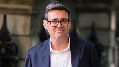 Andy Burnham likely to become next Labour Party leader and UK Prime Minister following favourable poll results at the end of the first day (Reuters)