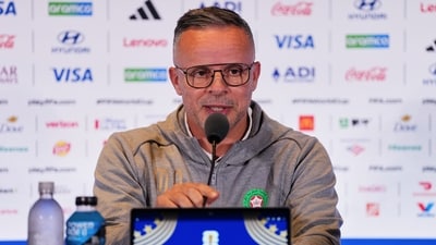 Morocco head coach Mohamed Ouahbi questioned VAR. (AP Photo/Martin Meissner) Morocco head coach Mohamed Ouahbi questioned VAR. (AP Photo/Martin Meissner)