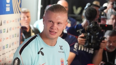 Erling Haaland is not happy at all. (AP Photo/Marta Lavandier) Erling Haaland is not happy at all. (AP Photo/Marta Lavandier)