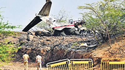 On January 28, Ajit Pawar died after a Learjet 45 aircraft owned by VSR Ventures crashed in Baramati (Raju Shinde/HT Photo) On January 28, Ajit Pawar died after a Learjet 45 aircraft owned by VSR Ventures crashed in Baramati (Raju Shinde/HT Photo)