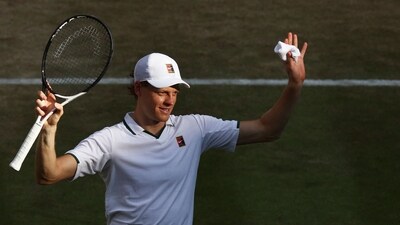He got control in first set, breaking serve decisively in the ninth game with a backhand winner. (AFP) He got control in first set, breaking serve decisively in the ninth game with a backhand winner. (AFP)