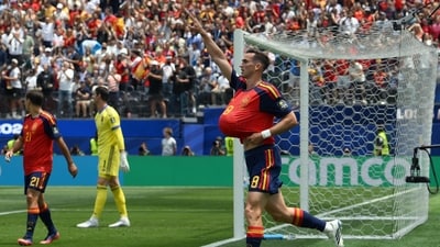 Fabian Ruiz, who got the start over Barcelona's Pedri in the midfield, scored the opening goal for Spain. (AFP) Fabian Ruiz, who got the start over Barcelona's Pedri in the midfield, scored the opening goal for Spain. (AFP)