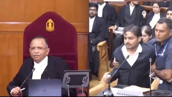 The petitioner was arguing a petition challenging an Allahabad high court order. (X video grab)