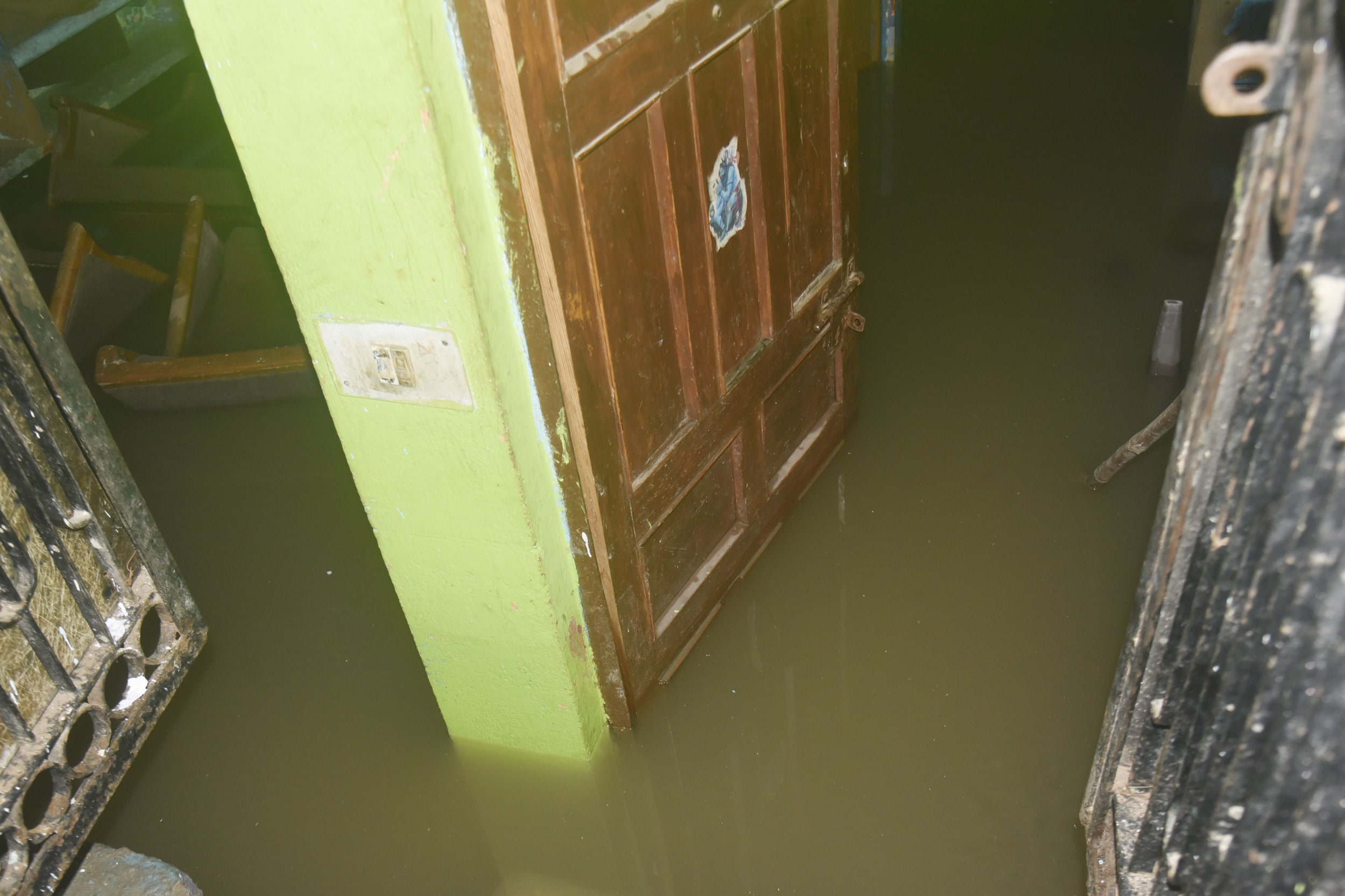 Heavily waterlogged street near victim's house at Sarvodaya Nagar in Vijay Nagar. The water also entered the house (Sakib Ali/Hindustan Times)