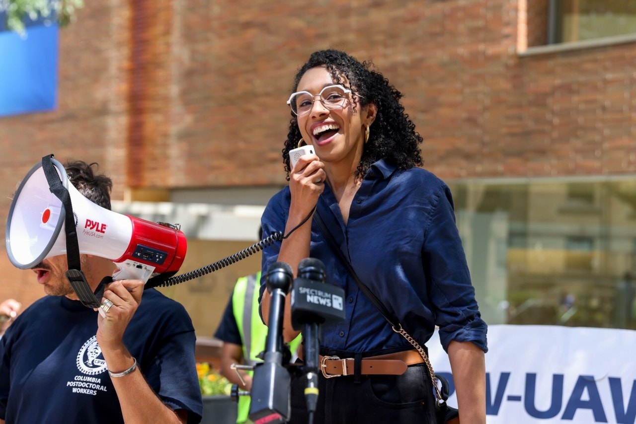 Darializa Avila Chevalier speaking at a recent rally in Manhattan. Darializa Avila Chevalier speaking at a recent rally in Manhattan.