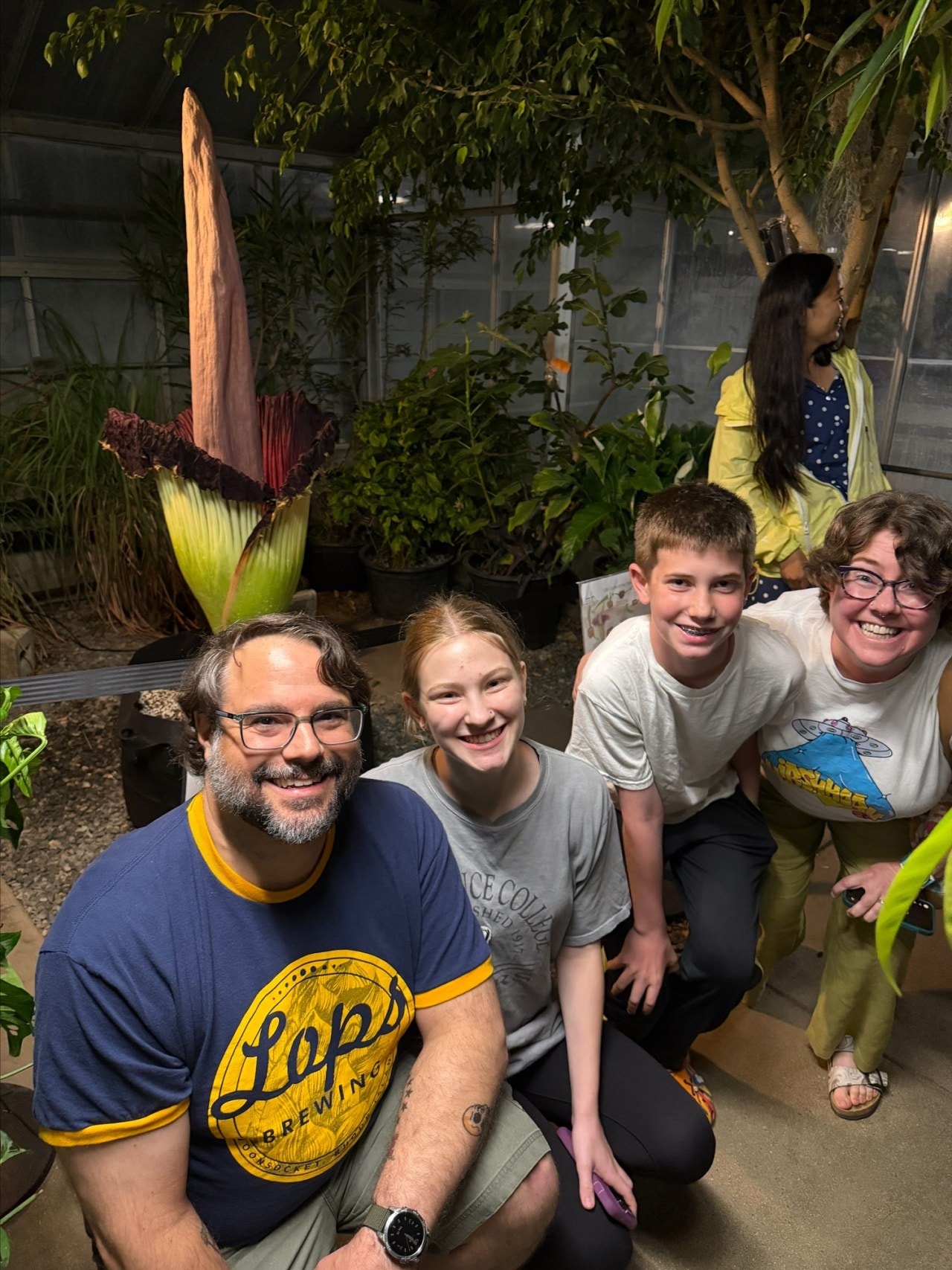 Jill Parrett and family visit the corpse flower at the University of Rhode Island.