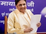 Bahujan Samaj Party (BSP) president Mayawati during a media briefing at her residence, in Lucknow, on Friday (PTI)