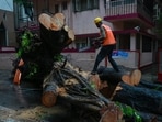 Mumbai, India. June 30, 2026 - Vihan Srivastav, an 11-year-old student, died, and four other children were injured when a large tree collapsed onto their school bus on Road No 11 in Chembur, Mumbai, India. June 30, 2026. (Photo by Raju Shinde/HT Photo) (Raju Shinde)