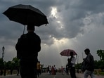 New Delhi: Rain clouds hover over the Kartavya Path, in New Delhi