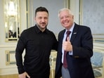 Ukrainian president Volodymyr Zelensky with US Senator Lindsey Graham, one of the key supporters of the bill. (AFP)
