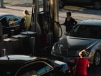 Drivers refuel their vehicles at a gas station in Los Angeles earlier this month.