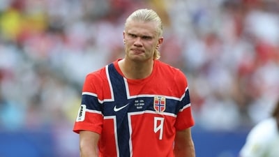 Erling Haaland was substituted just before the start of the second half of extra time during Norway's clash against England. (AFP) Erling Haaland was substituted just before the start of the second half of extra time during Norway's clash against England. (AFP)