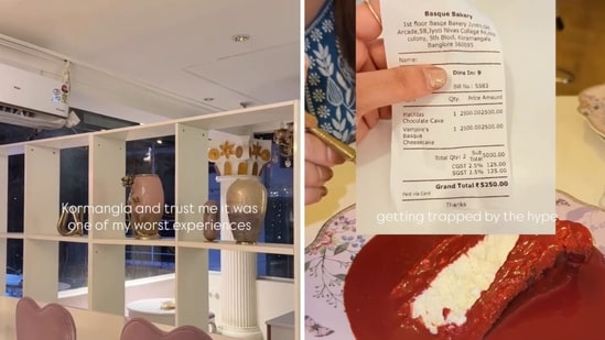Snippets from an influencer's video on Bengaluru’s Basque Bakery. (Instagram/@my__p.o.v__)