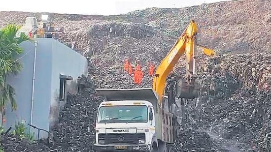 The ground-plus-two-storey building housing the administrative offices of a waste-to-energy plant at Moshi collapsed on Wednesday afternoon after the massive mound of legacy waste began sliding onto the structure at 1.30 pm. (File Photo/ ANI)
