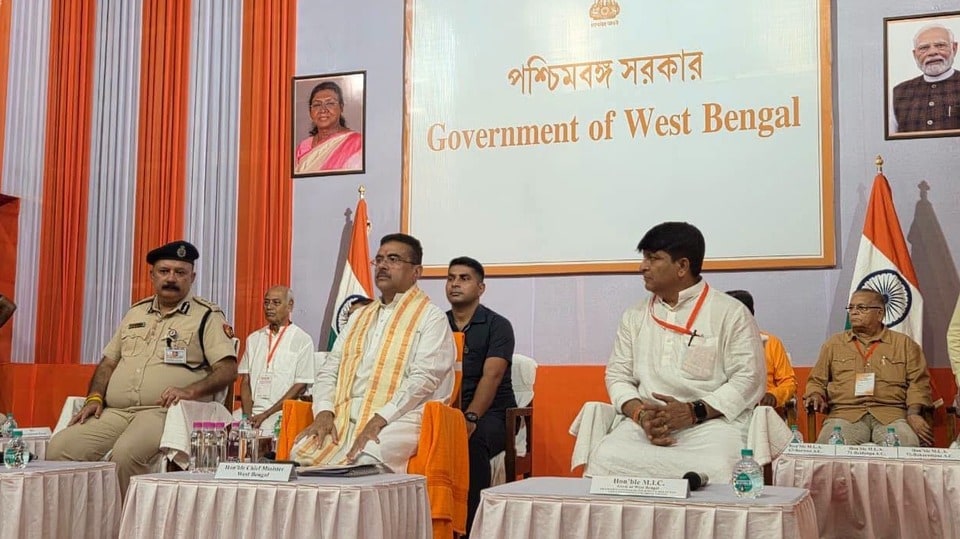 মুর্শিদাবাদে মুখ্যমন্ত্রী শুভেন্দু অধিকারী। (ছবি সৌজন্যে ফেসবুক Suvendu Adhikari)