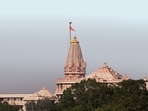 A saffron Dharm Dhwaj hoisted atop the 161-foot golden spire of the Ram Temple in Ayodhya (File)