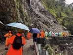 Kedarnath pilgrimage route was blocked following a landslide triggered by rainfall, in Rudraprayag.