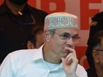 Jammu and Kashmir CM Omar Abdullah at a convention demanding the restoration of statehood, in Srinagar on Saturday.