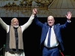 Prime Minister Narendra Modi with New Zealand Prime Minister Christopher Luxon during an event in Auckland.