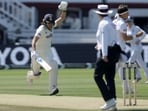India's Yastika Bhatia celebrates as she runs between the wickets after reaching her hundred. India's Yastika Bhatia celebrates as she runs between the wickets after reaching her hundred.