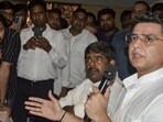Congress leader Sachin Pilot at a press conference in Agra on Saturday. (PTI PHOTO)