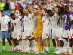 England players celebrated after the match as they thanked the fans for their support.(IMAGN IMAGES via Reuters)