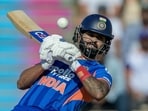 India skipper Shreyas Iyer bats during the final T20I against England at the Rose Bowl in Southampton on Saturday. (AP) India skipper Shreyas Iyer bats during the final T20I against England at the Rose Bowl in Southampton on Saturday. (AP)