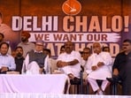  Jammu and Kashmir Chief Minister Omar Abdullah during the 'Delhi Chalo- We Want Our Statehood' rally, at Maharaja Hari Singh Park in Jammu, Sunday, July 12.