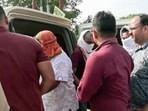 Police take three jailed accused in Ram temple donations embezzlement case -- Anukalp Mishra, Lavkush Mishra and Karunesh Pandey -- for further proceedings, in Ayodhya on Wednesday (July 8). (ANI VIDEO GRAB)