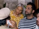 Twisha's husband and accused Samarth Singh and mother-in-law Giribala Singh after CBI officials leave Giribala Singh's house following the detailed investigation of 3 hours with recreation in Twisha Sharma death case. (ANI Video Grab/FILE)