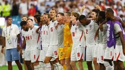 England players celebrated after the match as they thanked the fans for their support.(IMAGN IMAGES via Reuters)