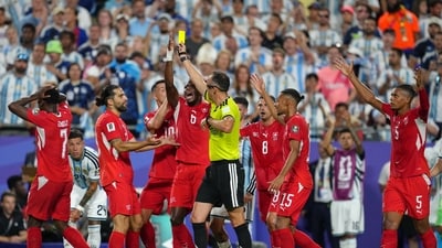 Embolo received a second yellow in the 72nd minute, and that meant he was shown the red card. (AP Photo/Ed Zurga) Embolo received a second yellow in the 72nd minute, and that meant he was shown the red card. (AP Photo/Ed Zurga)