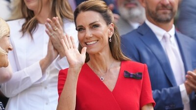 Britain's Princess Kate waves from the royal box on day 13 of the Wimbledon Tennis Championships in London, Saturday, July 11, 2026. (AP Photo/Kirsty Wigglesworth) (AP Photo/Kirsty Wigglesworth) Britain's Princess Kate waves from the royal box on day 13 of the Wimbledon Tennis Championships in London, Saturday, July 11, 2026. (AP Photo/Kirsty Wigglesworth) (AP Photo/Kirsty Wigglesworth)