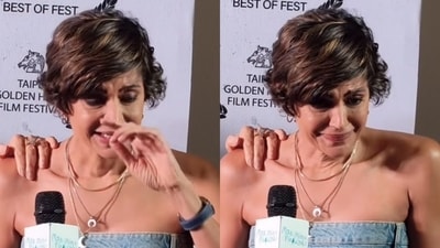 Mandira Bedi breaks down at Max, Min and Meowzaki trailer launch, recalls Raj Kaushal. Mandira Bedi breaks down at Max, Min and Meowzaki trailer launch, recalls Raj Kaushal.