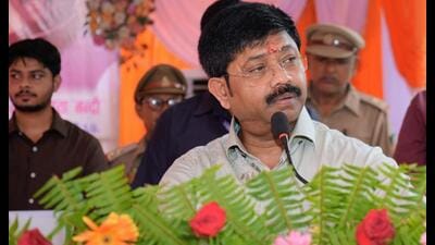 UP cabinet minister Nand Gopal Gupta ‘Nandi’ at an event in Prayagraj on July 12. (HT photo)