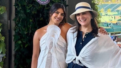 Priyanka Chopra poses with Lara Dutta at Wimbledon. Priyanka Chopra poses with Lara Dutta at Wimbledon.