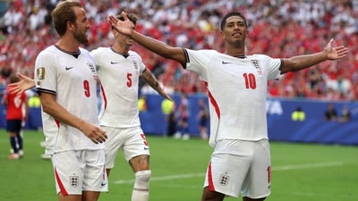 Jude Bellingham after scoring the second goal against Norway. (Getty Images via AFP) Jude Bellingham after scoring the second goal against Norway. (Getty Images via AFP)