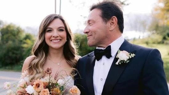 Jordan Belfrot with his daughter on her wedding day 