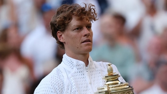 Jannik Sinner successfully defended his Wimbledon title, defeating Alexander Zverev 6(7)-7(9), 7(7)-6(2), 6-3, 6-4 in the 2026 men's singles final.(REUTERS)