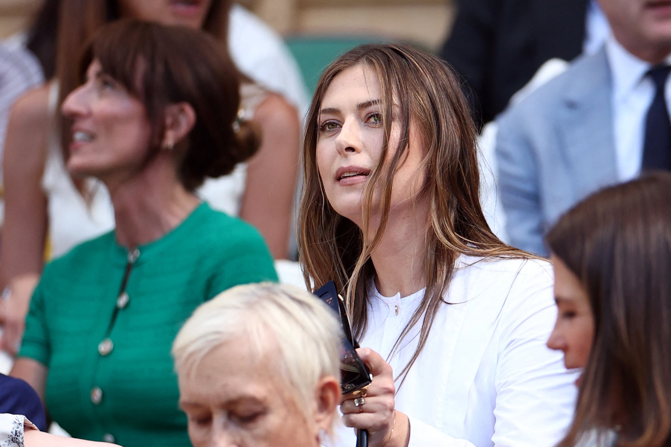 Russian former tennis player Maria Sharapova attends the women's singles final tennis match on the thirteenth day of the 2026 Wimbledon Championships at The All England Lawn Tennis and Croquet Club in Wimbledon, southwest London, on July 11, 2026. (Photo by HENRY NICHOLLS / AFP) / RESTRICTED TO EDITORIAL USE (AFP) Russian former tennis player Maria Sharapova attends the women's singles final tennis match on the thirteenth day of the 2026 Wimbledon Championships at The All England Lawn Tennis and Croquet Club in Wimbledon, southwest London, on July 11, 2026. (Photo by HENRY NICHOLLS / AFP) / RESTRICTED TO EDITORIAL USE (AFP)