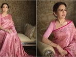Nita Ambani shines in handwoven Tanchoi Banarasi saree at Fortune Women Event.
